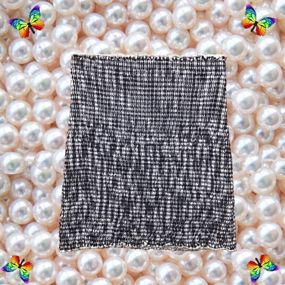 🐼🖤Stretchy Gingham Ruffle Trim Tube Top 🐼🖤